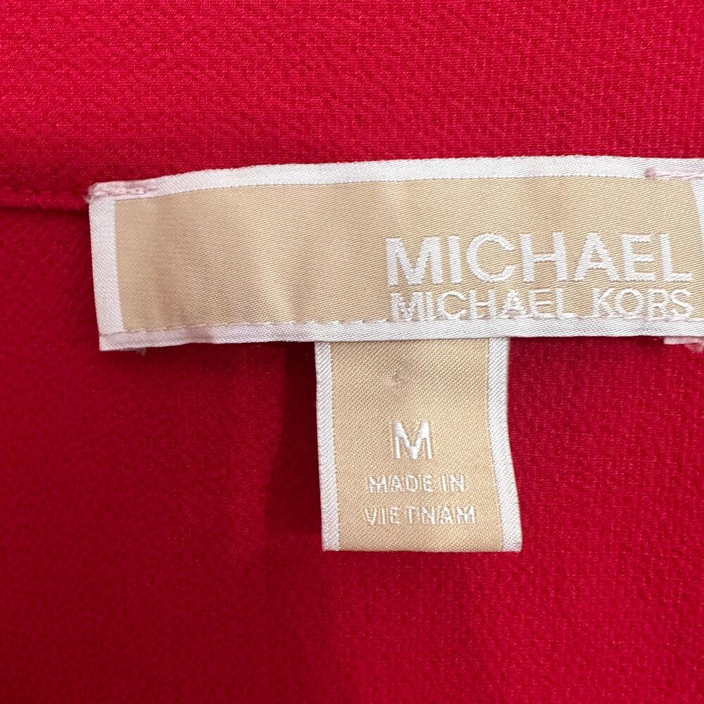 Michael Kors Red V-Neck Bell Sleeve Blouse - Picture 6 of 7